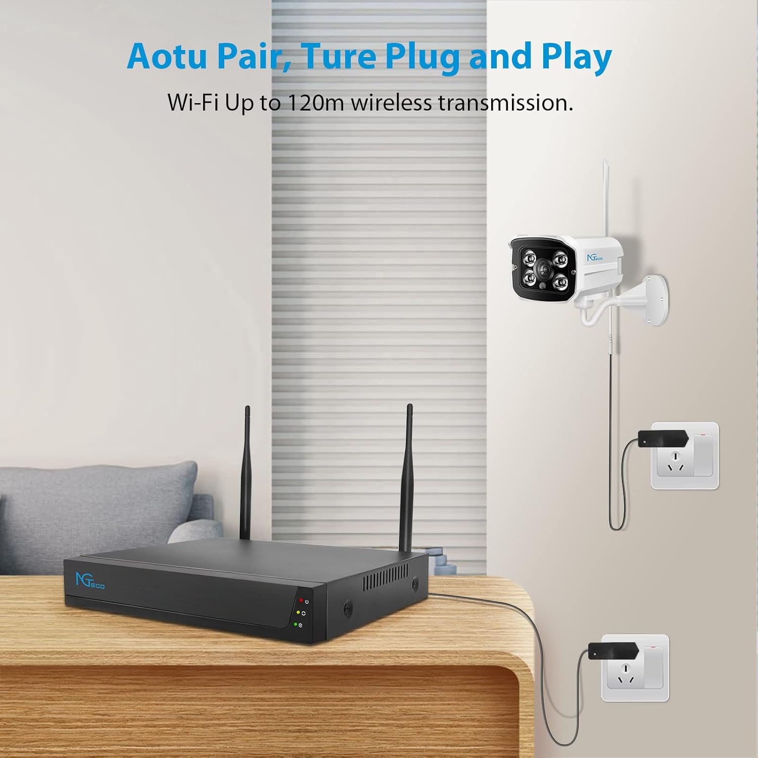 Wireless Security Camera System 4CH NVR Kit with 1TB Hard Drive Night Vision a7