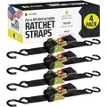 DC Cargo - Retractable Ratchet Straps, 2 Pack (1 inch x 10 feet) - Heavy Duty Tie Down Auto Retractable Ratchet Straps - Easy Self Contained Black Ratchet Strap Tie Downs for Trailers, Vehicles, Boat