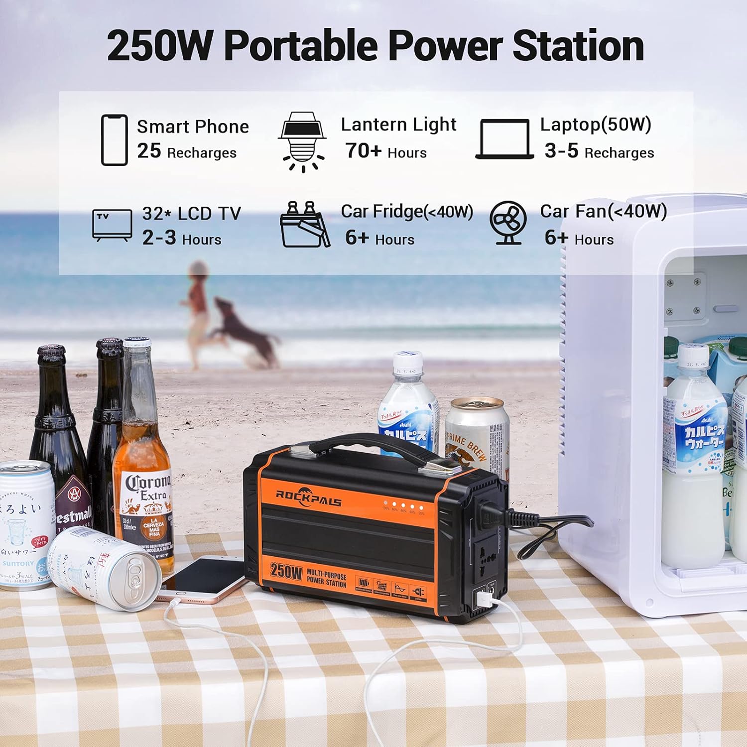 Portable Generator 250W Lithium Battery Solar Power Supply 110V AC Outlet k7