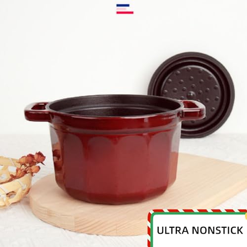 2QT Cast Iron Dutch Oven with Star Knob, Red X9935