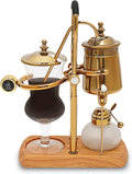 Belgian/Belgium Siphon Coffee Maker, Luxury Royal Family Balance Syphon Coffee Maker Vacuum Brewing System, Double Ridged Fulcrum with Tee Handle, Vintage Classic Retro Luxury Gold