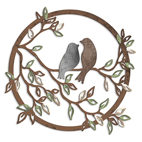 Ferraycle Metal Wall Art Bird on Tree Branch Bird Wall Silhouette Bird Wall Art Decor for Living Room Garden Bedroom Office Home Wall Housewarming Party Decor (Black)