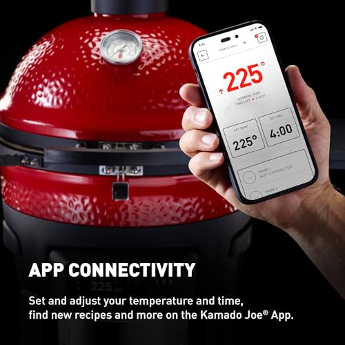 Kamado Joe Classic Pellet Joe 18" Ceramic Wood Pellet Grill and Smoker with Cart, Red C102863