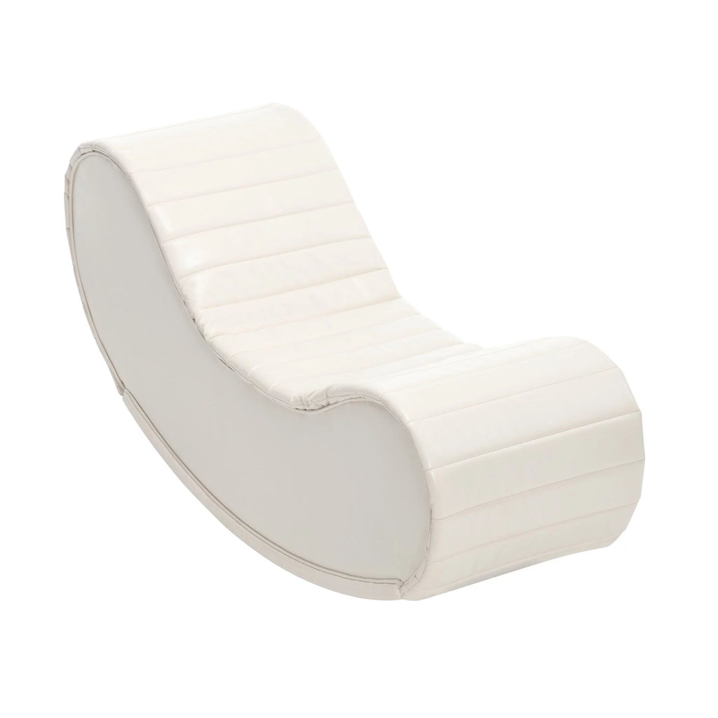 CoSoTower Rocking Leisure Bench Faux Leather Curved Sofa, White & Black T44031