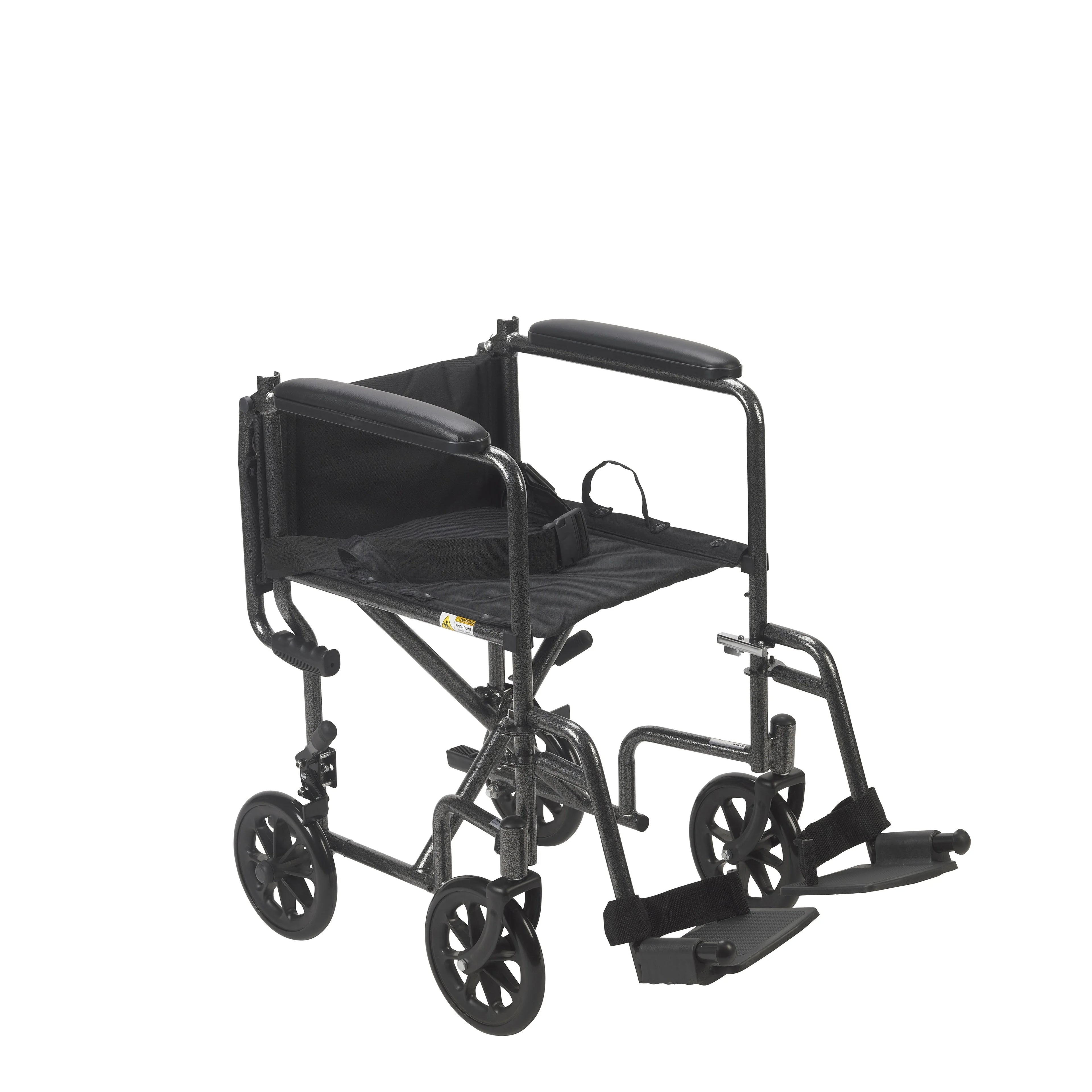 Drive Medical Lightweight Steel Transport Wheelchair, Fixed Full Arms, 19" Seat U357
