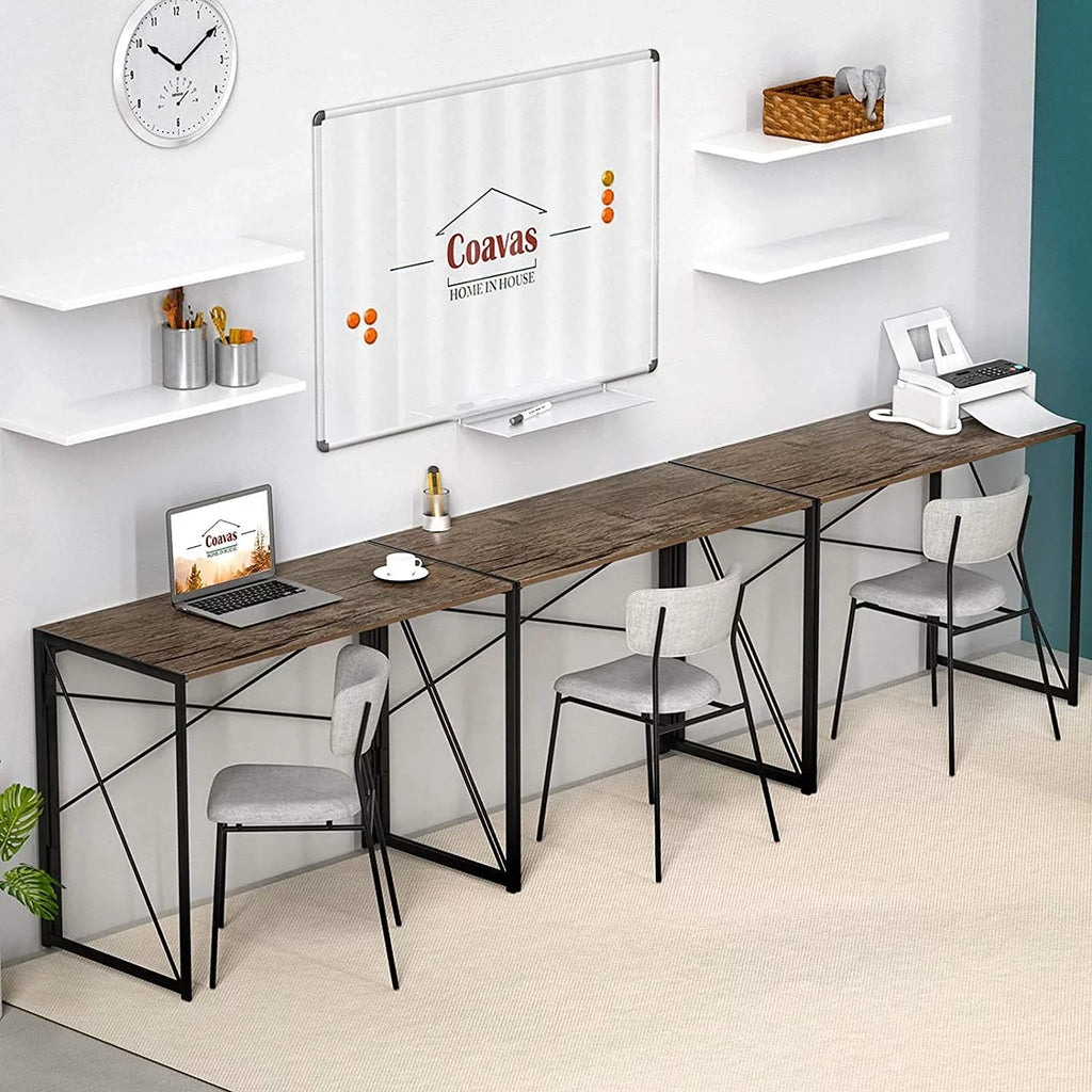 Coavas Folding Desk 39.4 inch Writing Computer Desk for Home Office Brown V502302