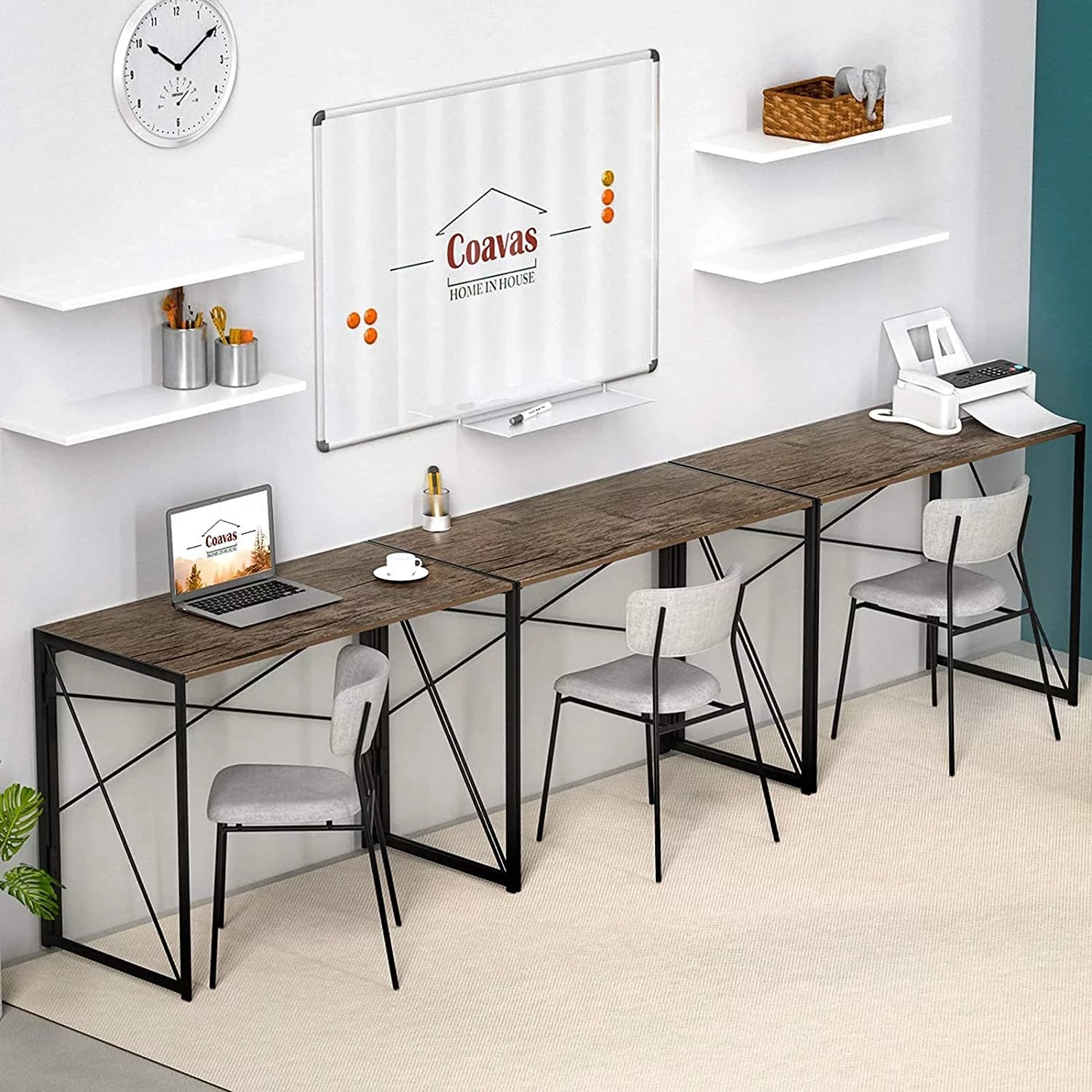 Coavas Folding Desk 39.4 inch Writing Computer Desk for Home Office Brown V502302