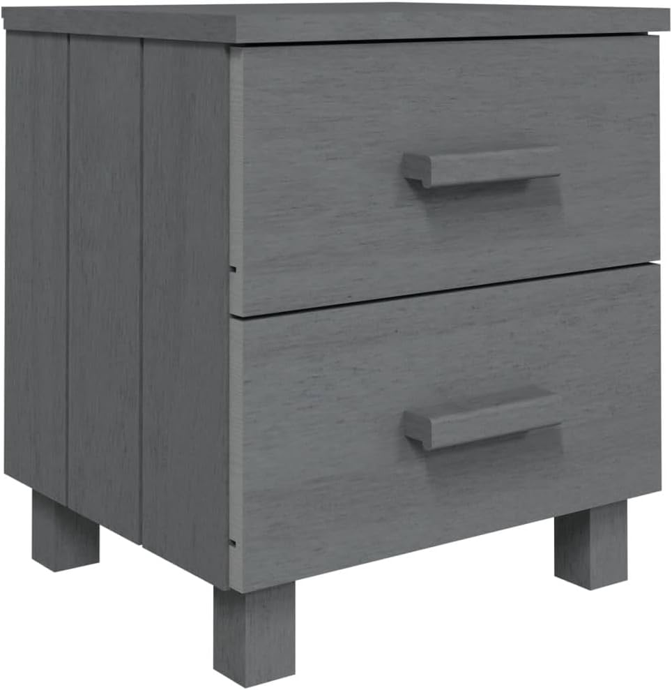 Solid Wood Bedside Cabinets Dark Gray Allesoky HAMAR 2-piece C534