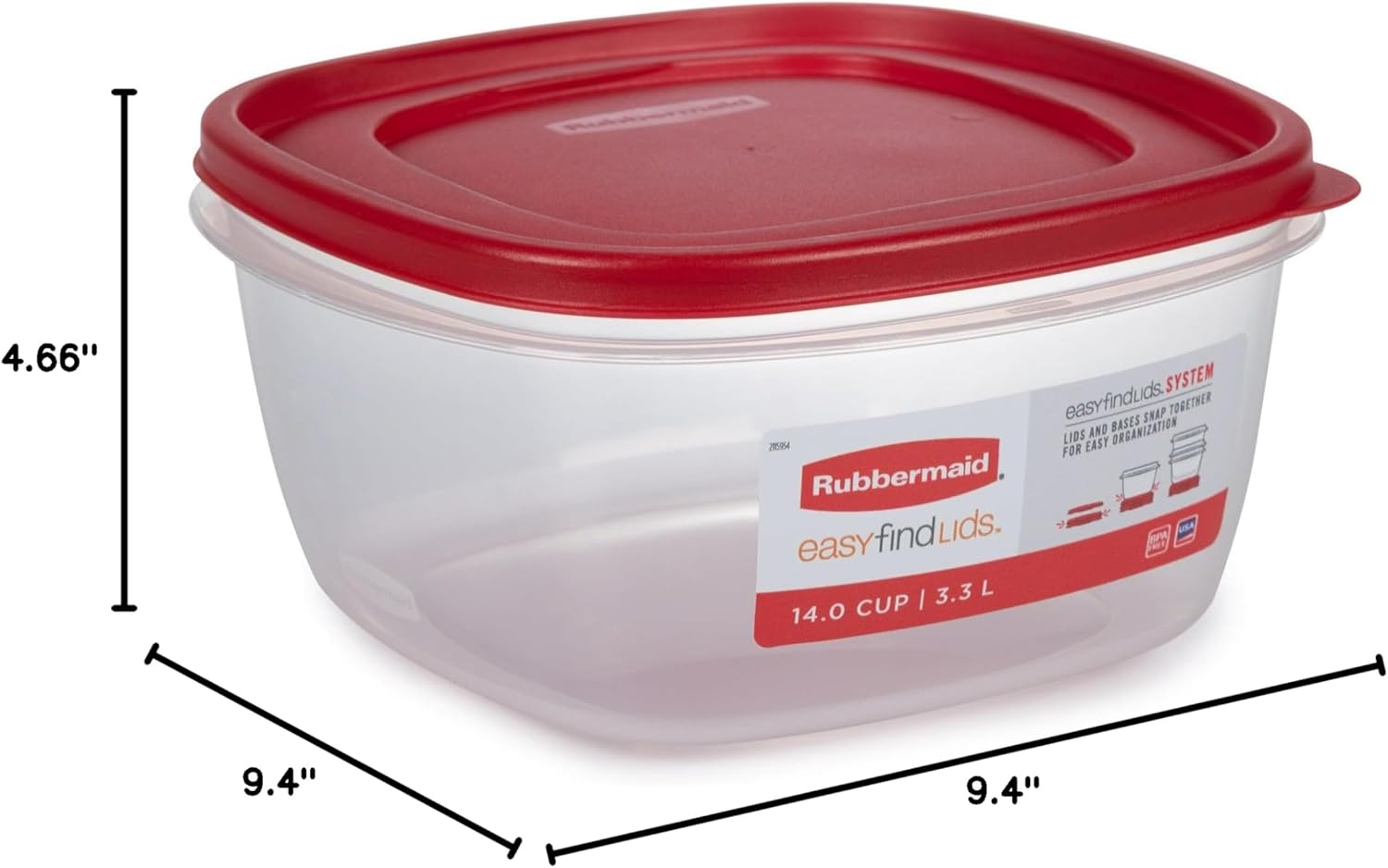 Rubbermaid Easy Find Lids Food Storage Container, 14 Cup, Red 2 Pack O21555