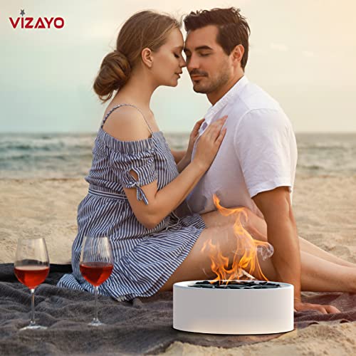 Tabletop Fire Pit for Patio 14.2 x 10.2 inch Indoor Outdoor Bowl White k7