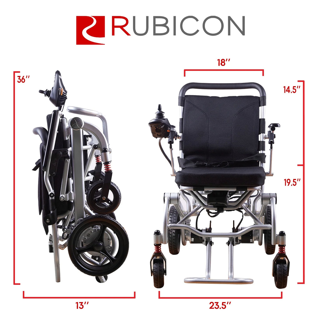 Rubicon Super Lightweight Foldable Electric Wheelchair with Detachable Battery F444