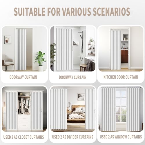 Accordion Style Door Curtain for Doorways, 1 Panel with Tieback, Beige, 52x78 C598