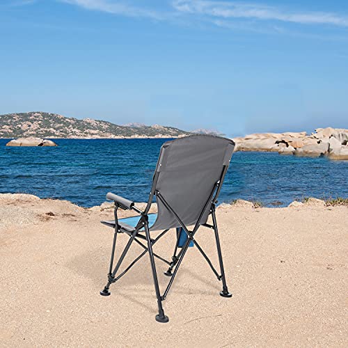 Heavy-Duty Folding Camping Quad Chair with Cup Holder and Carrying Bag Tan Gray k7p