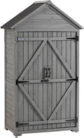 3x2 FT Outdoor Wooden Storage Shed with Lockable Door, Waterproof Asphalt Roof, Detachable Shelves, Outside & Indoor Tool Shed for Garden Backyard Lawn