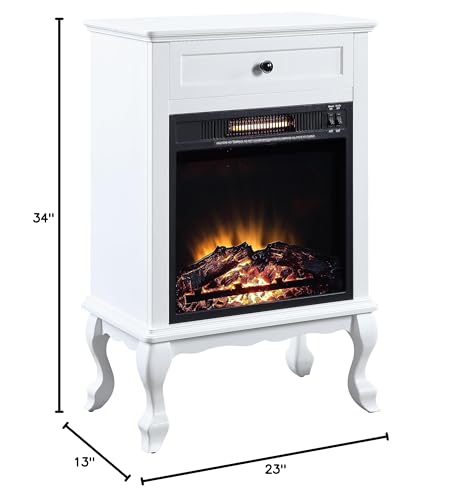 Electric Fireplace with Mantel & Storage Drawer, 1500W Freestanding Heater, White J689200