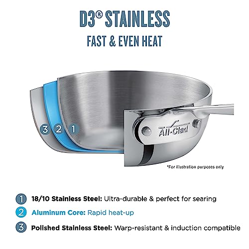 All-Clad D3 3-Ply Stainless Steel Fry Pan Set 2 Piece, 10 and 12 Inch D16277