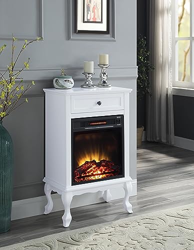 Electric Fireplace with Mantel & Storage Drawer, 1500W Freestanding Heater, White J689200