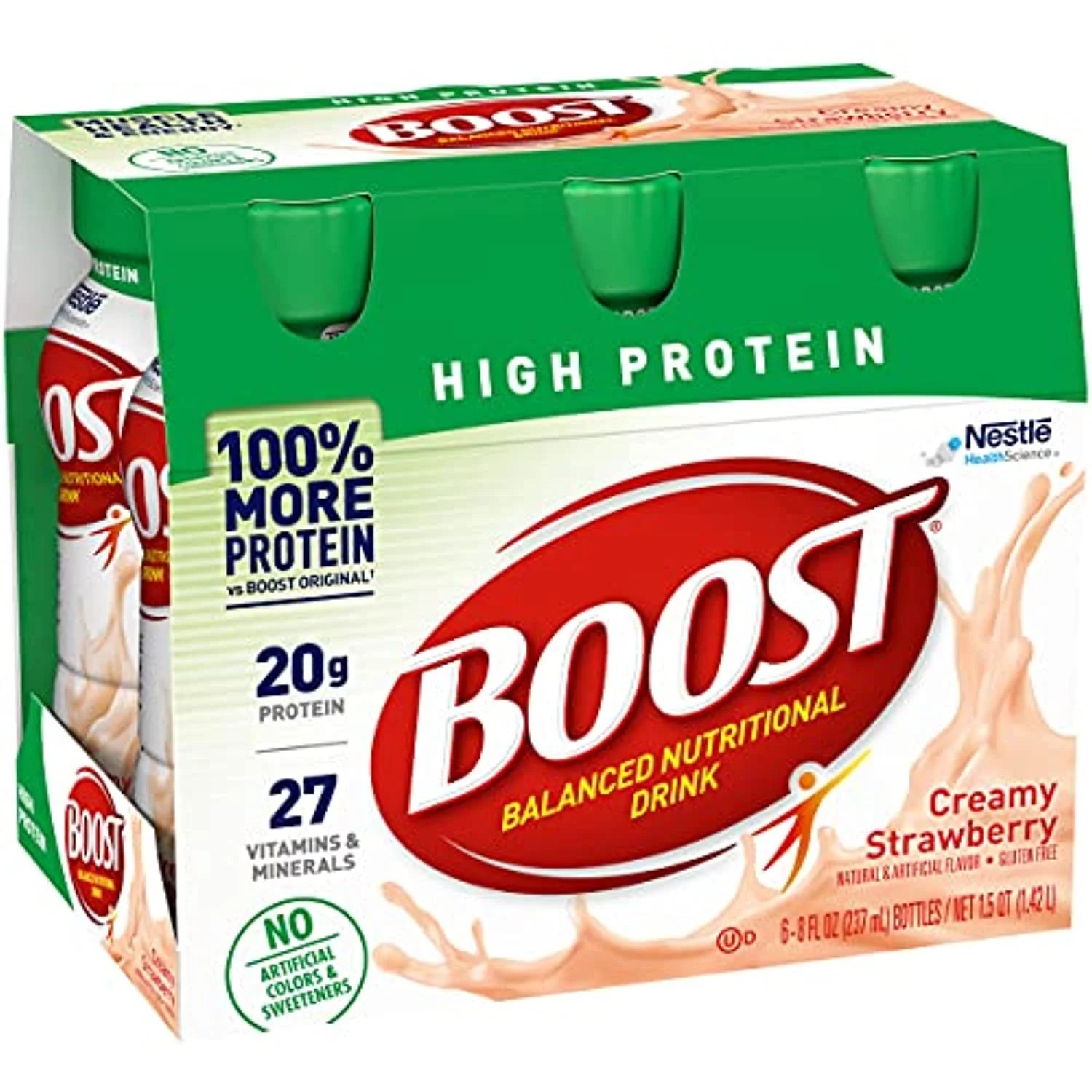 Boost High Protein Nutritional Drink, Creamy Strawberry, 8 Fl Oz, 6 Ct (Pack of 2) S19472
