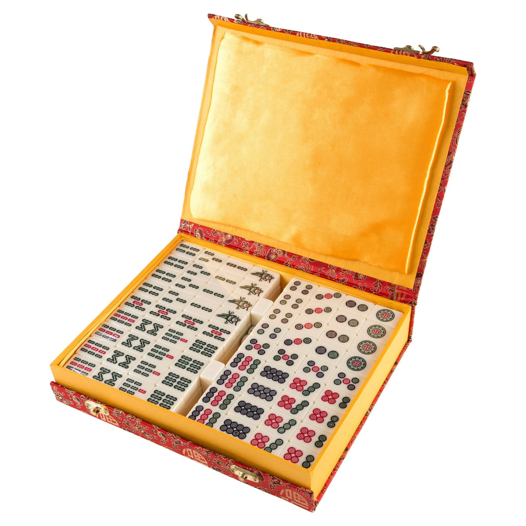 Chinese Mahjong Game Set with 146 Tiles, Dice, and ornate Storage Case by Hey! Play!