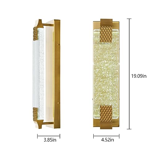 Crystal Wall Sconce LED Vanity Light Gold 15in 2 Pack a7