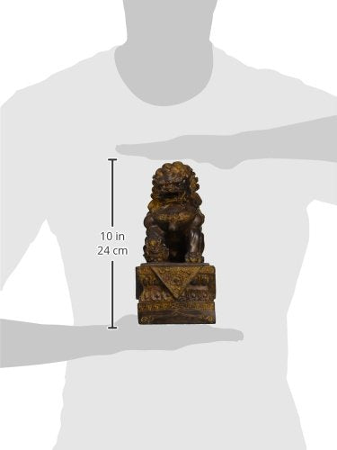 Chinese Guardian Lion Foo Dog Statues Set of Two 9 Inch Bronze Finish k7
