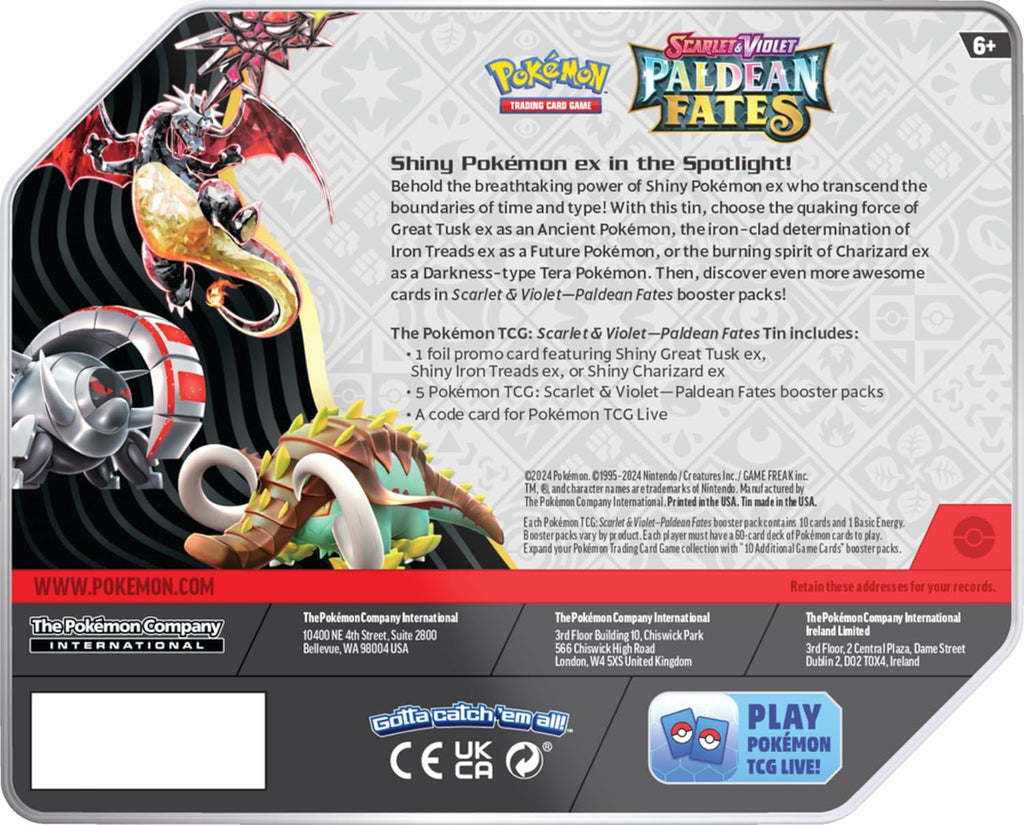 Pokemon TCG SV4.5 Paldean Fates Tin - Charizard O644