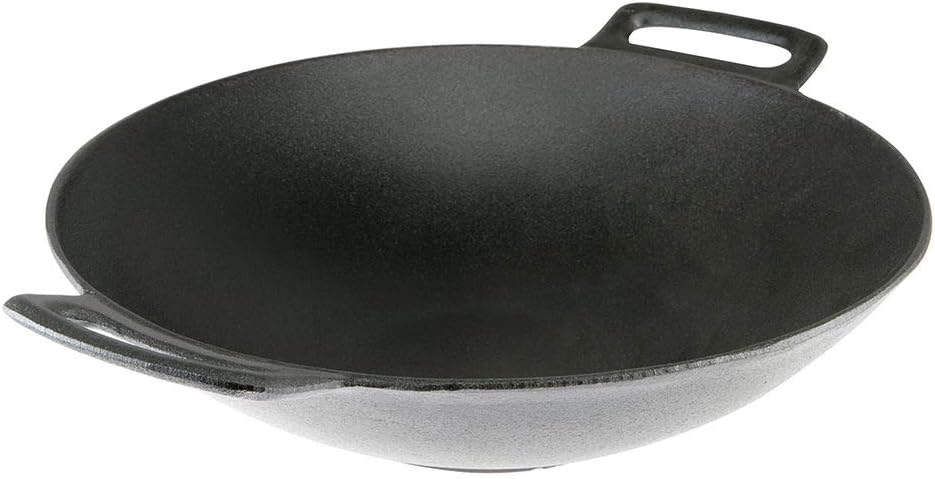 Mr. Bar-B-Q Cast Iron Wok with 2 Handles, Black L3133
