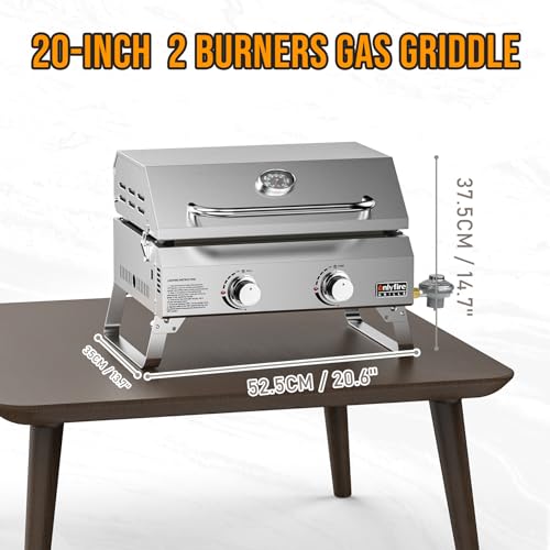 Onlyfire Flat Top Gas Griddle, 2-Burner Portable Propane Grill for Outdoor BBQ Q64541