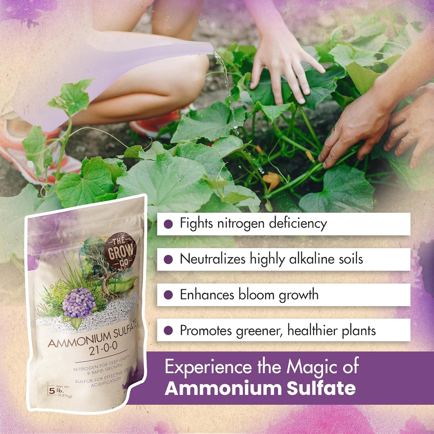 Ammonium Sulfate 21-0-0 Fertilizer for Plants, Soil Acidifier 5 lb. k7