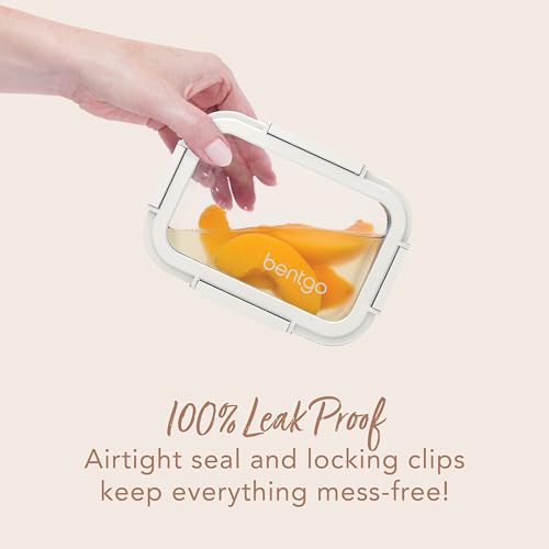 Bentgo®️ Glass Leak-Proof Food Storage Set - 4-Piece Stackable Containers, BPA-Free, Dishwasher Safe (Coral Wash) O8565