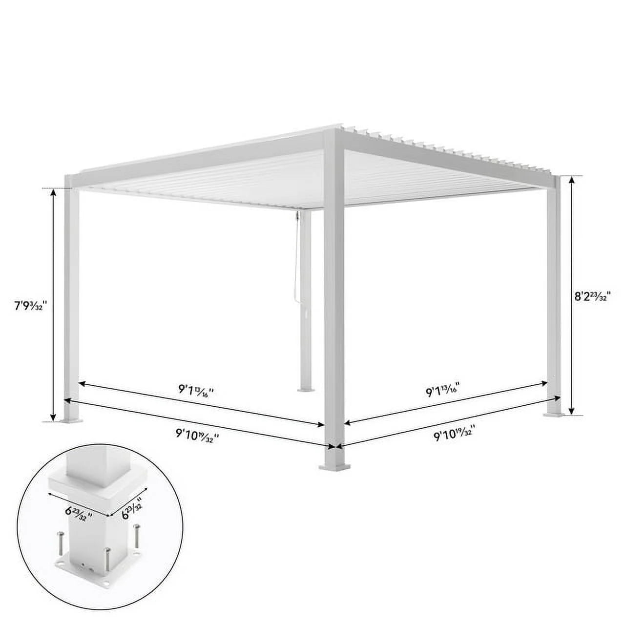 MIRADOR 111S Louvered Pergola 10' x 10' Aluminum Gazebo with Adjustable Roof, White O7051