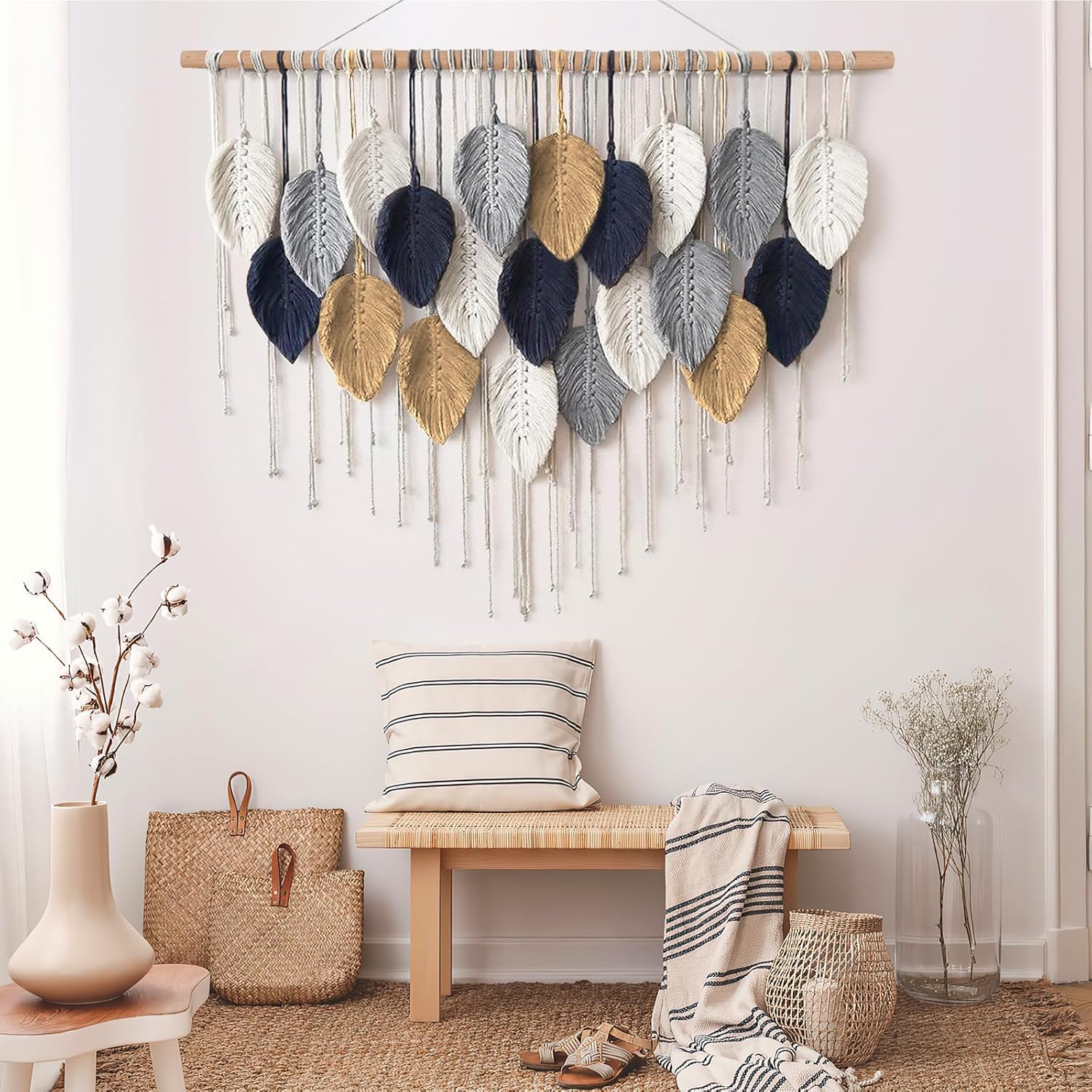 Alynsehom Macrame Wall Hanging Boho Handmade Woven Tapestry Wall Art Decor E935597