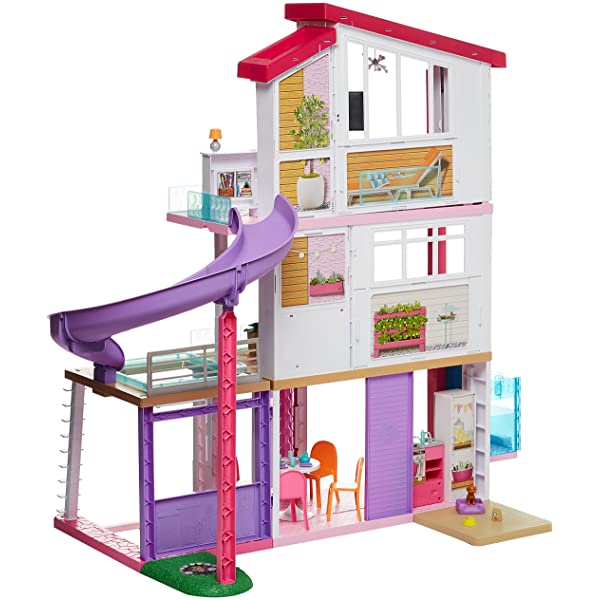 Dollhouse with Elevator, Pool, Slide and 70 Accessories a7