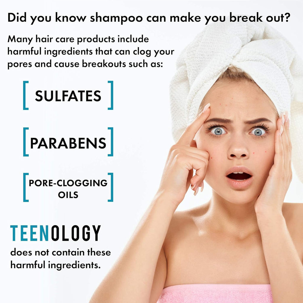 TEENOLOGY Shampoo and Conditioner Bundle, Sulfate-Free, Noncomedogenic, Sweet Mint, 16 oz G81358