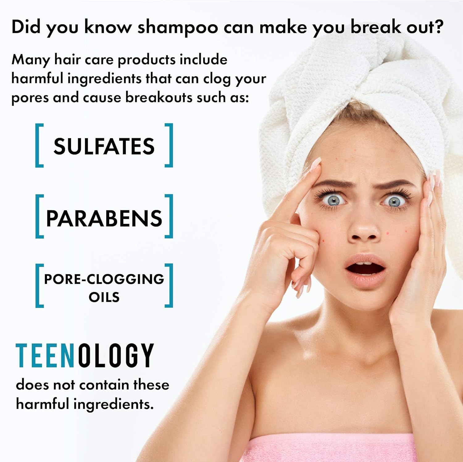 TEENOLOGY Shampoo and Conditioner Bundle, Sulfate-Free, Noncomedogenic, Sweet Mint, 16 oz G81358