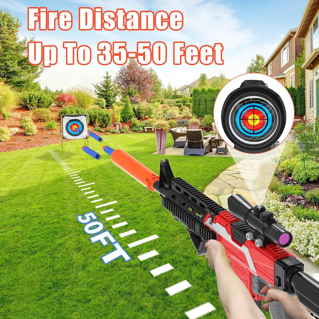 Toy Gun Sniper for Nerf Guns, Automatic Foam Blaster with Tactical Vest, 100 Darts W1993