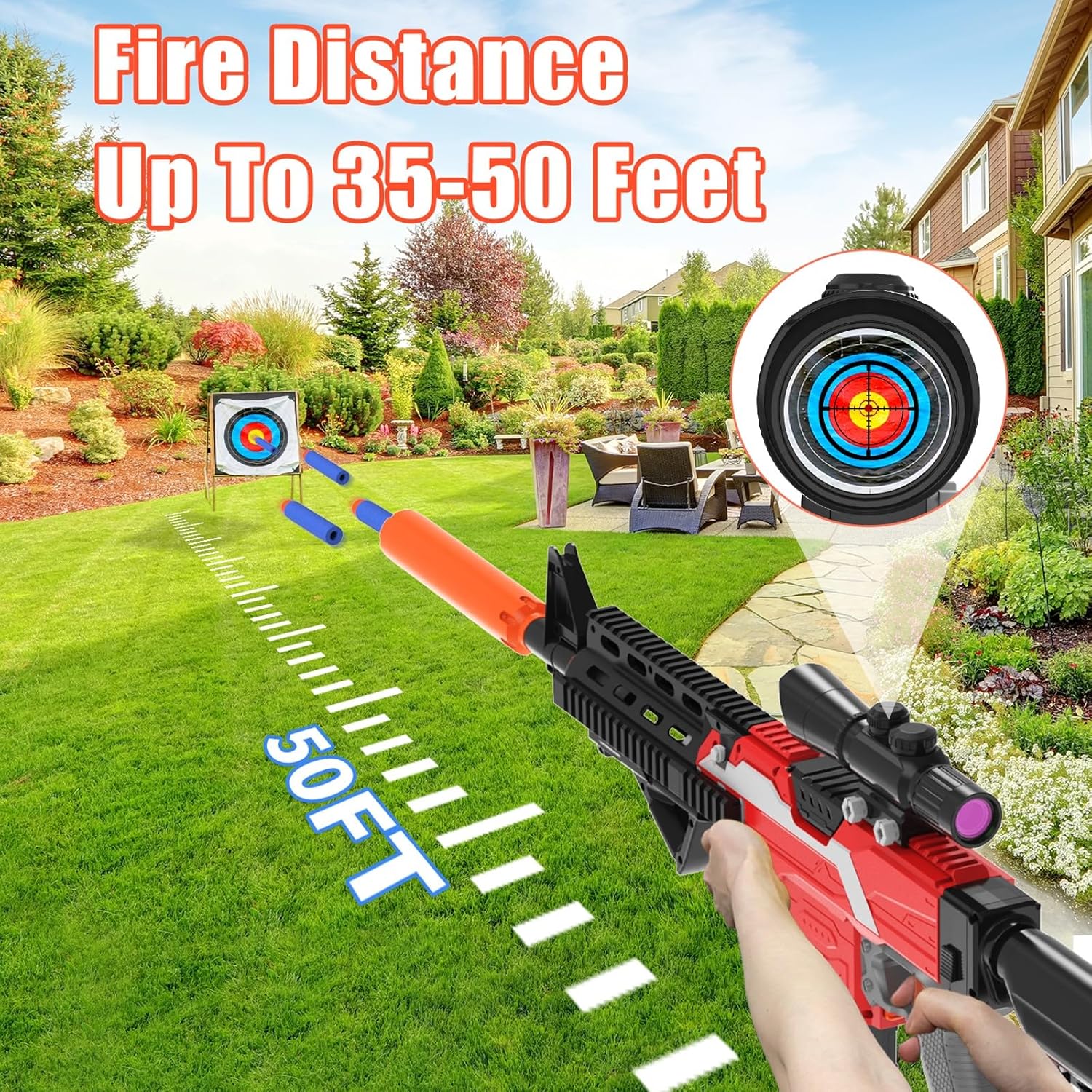 Toy Gun Sniper for Nerf Guns, Automatic Foam Blaster with Tactical Vest, 100 Darts W1993