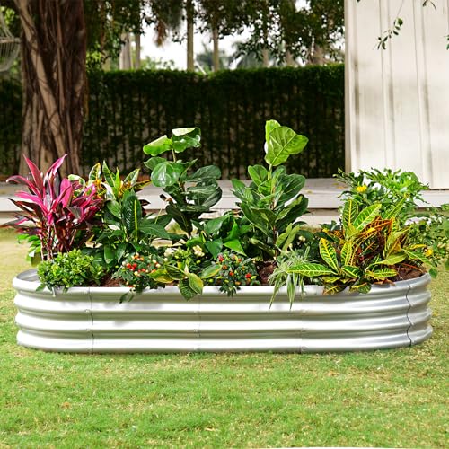 Galvanized Raised Garden Bed Kit Oval Metal Planter Box k7m