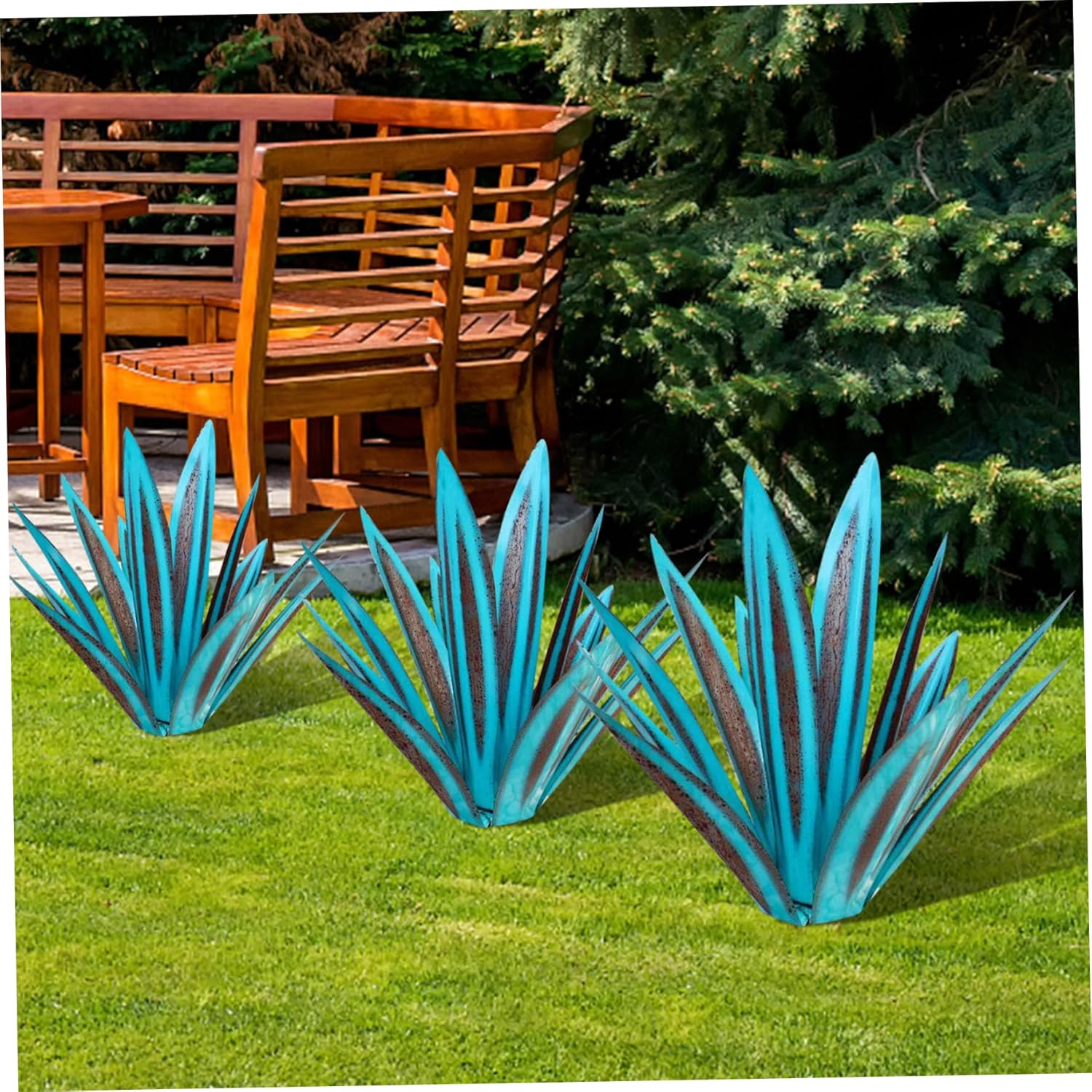 Metal Agave Plant Garden Sculpture Decor 10.6in q7