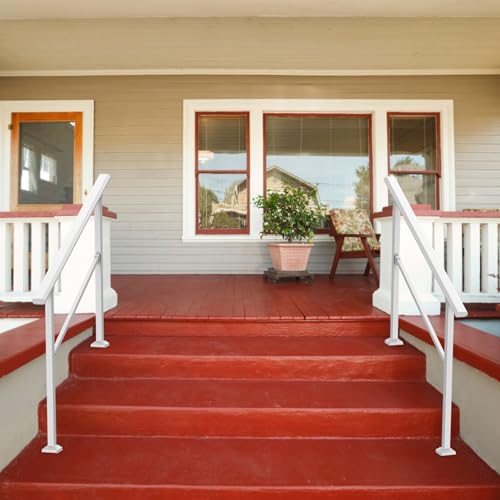 Outdoor Step Handrail Heavy Duty Metal Black Iron1a