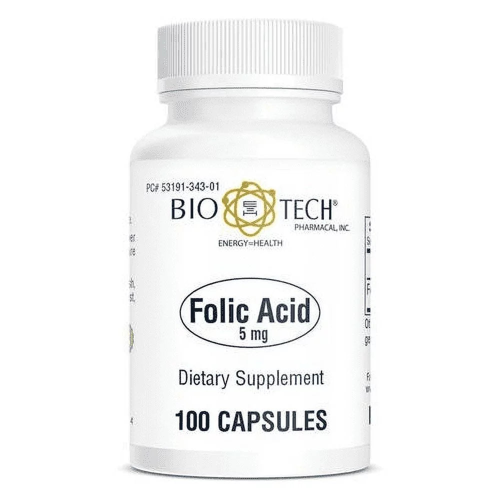 Bio-Tech Pharmacal Folic Acid 5mg, 100 Count, 6 Pack A83619