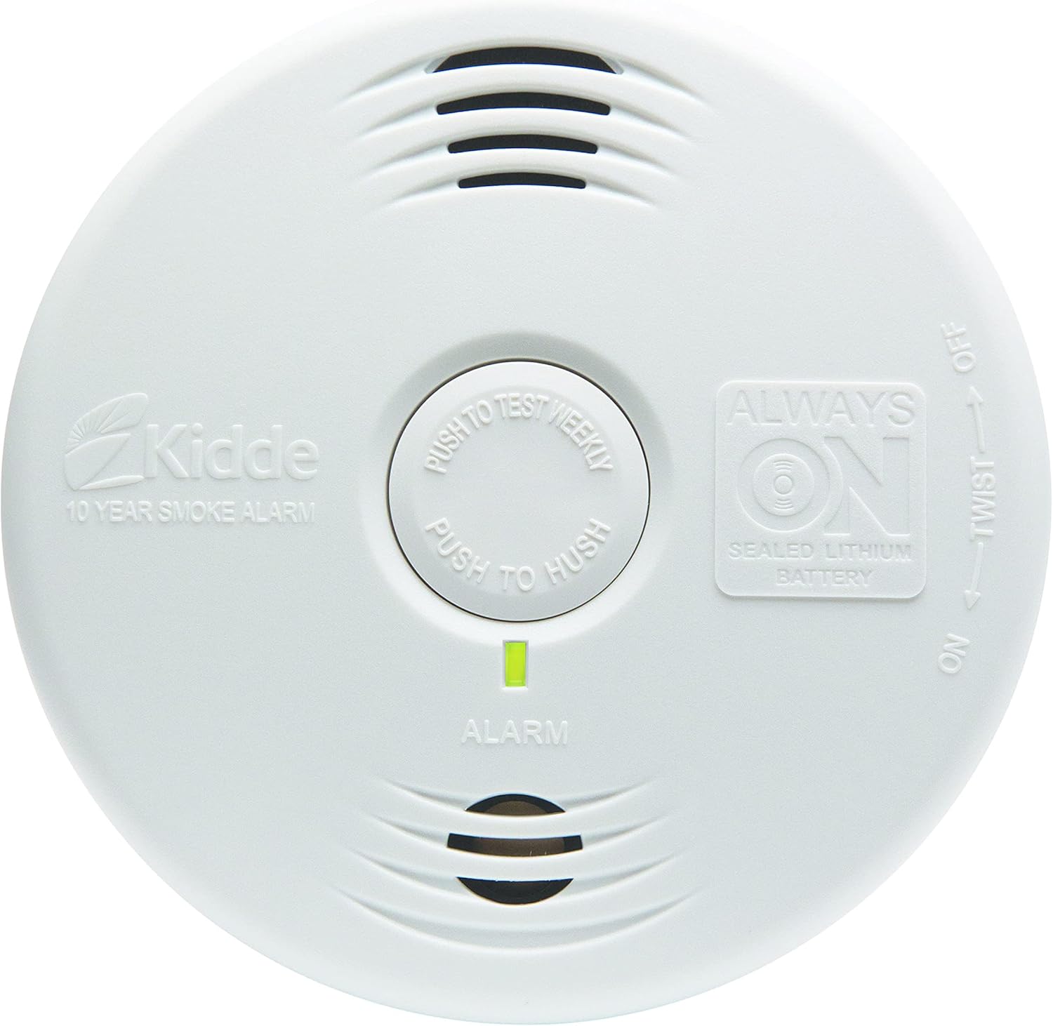 Kidde Smoke Detector, 10-Year Battery, Photoelectric Sensor, White S8172