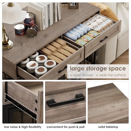Wooden Dog Crate Furniture 47" with Removable Divider, Double Doors, White I17819