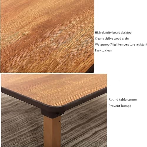 N/A Japanese-Style Square Folding Tea Coffee Table, Adjustable Low Table, 70 x 70 cm J6222
