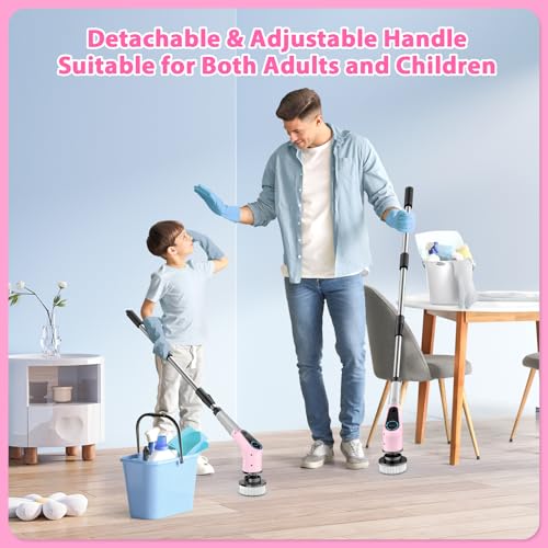 Electric Spin Scrubber Cordless Cleaning Brush with 8 Heads k7m