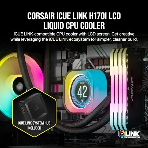 CORSAIR iCUE Link H150i LCD Liquid CPU Cooler 360mm AIO White L65645