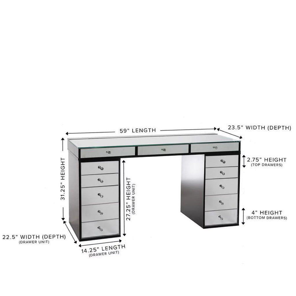 Impressions Vanity SlayStation 2.0 Mirrored Tabletop with 5 Drawer Units Bundle, Bright White M717852