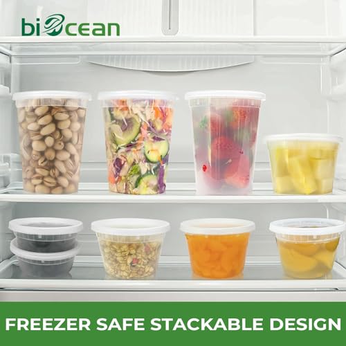 16 Oz Reusable Deli Containers with Lids, BPA-Free Plastic Food Storage, 50 Set Z8788