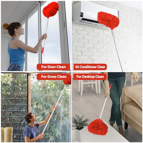 Ceiling Fan Cleaner Duster with Extension Handle, Reusable Microfiber, 13-50 Inch (Orange) Y24797