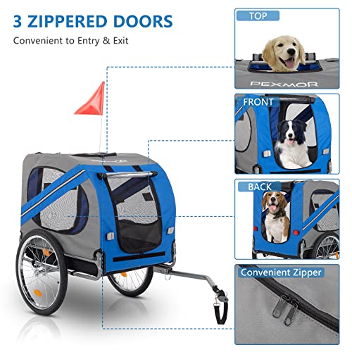 PEXMOR Dog Bike Trailer, Folding Pet Cart for Bicycle with Universal Hitch I159